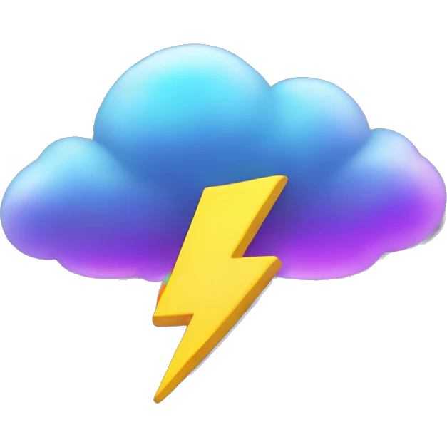 Dark iridescent cloud glowing with lightning bolts emoji