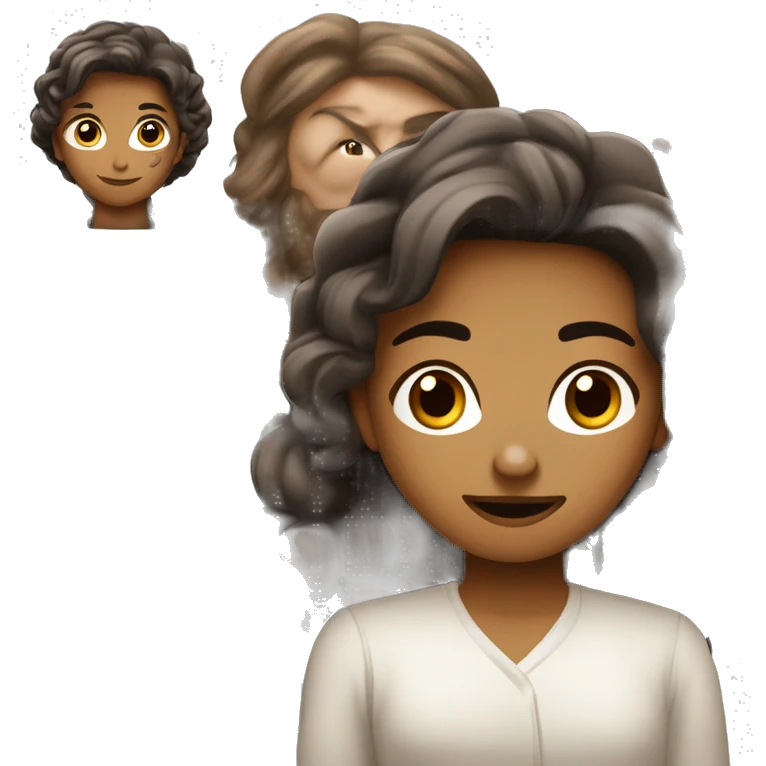 светлая девочка с коричневыми волосами и чёрными глазами  emoji