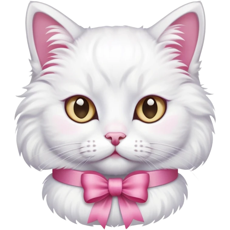 A white cat with a pink ribbon on its head  emoji
