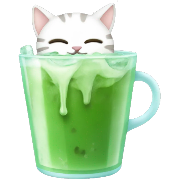 cat drinking iced matcha emoji