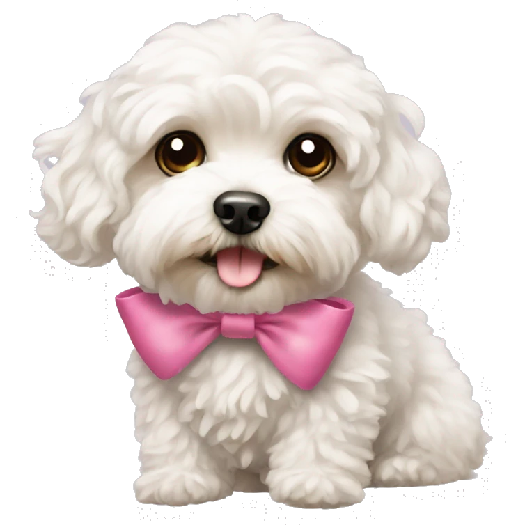 Maltipoo dog with bow emoji