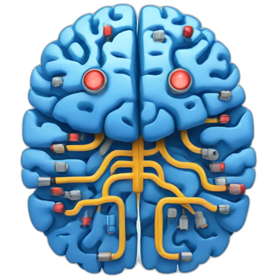 blue brain with circuits emoji
