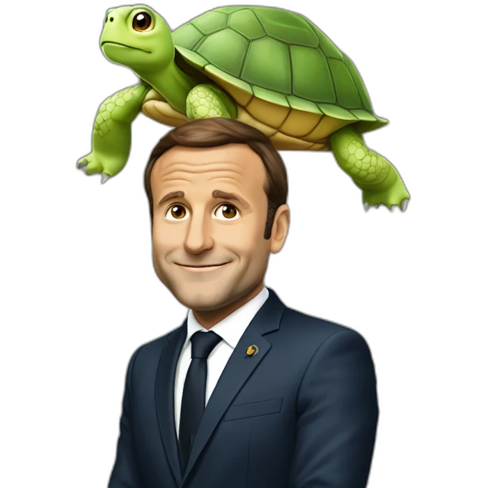 Macron sur tortue emoji