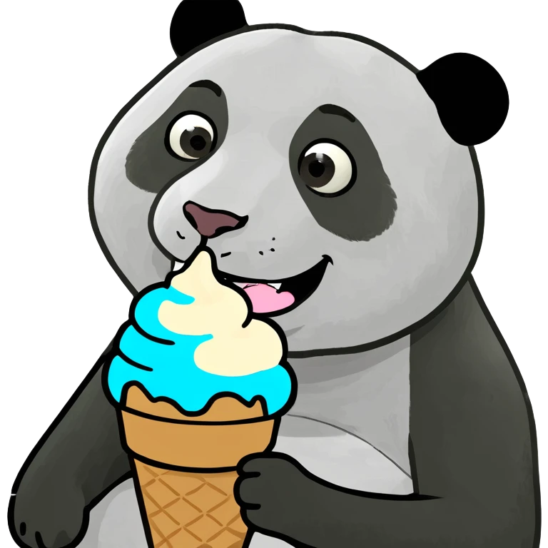 Panda eating ice cream emoji
