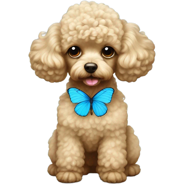 Blonde Toy poodle with blue butterfly  emoji