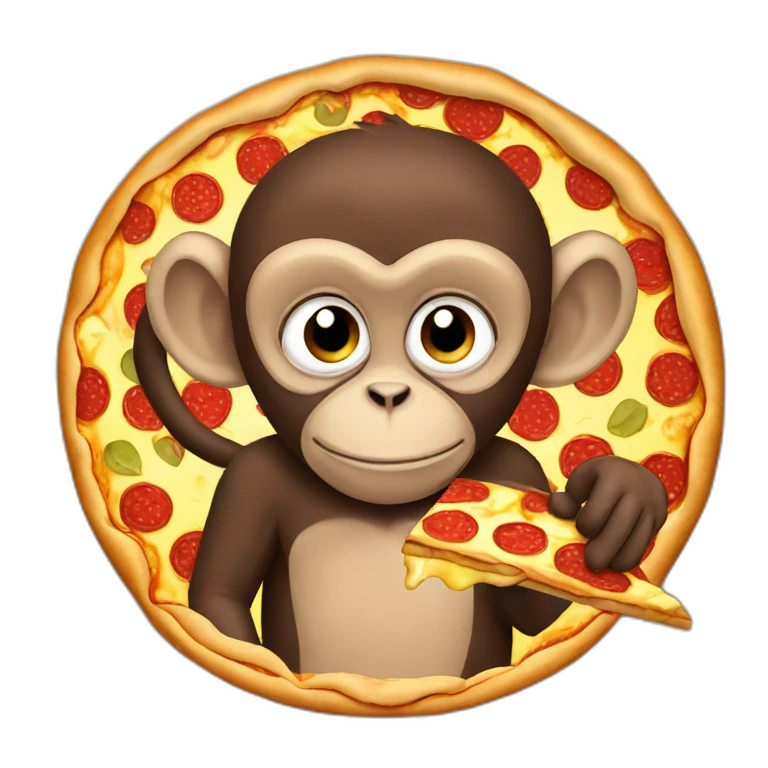 Monkey eats pizza emoji
