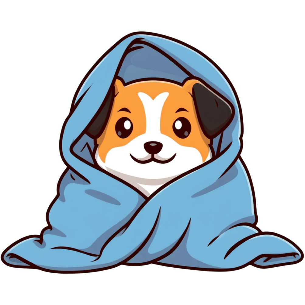 adorable puppy wrapped in a soft blanket emoji
