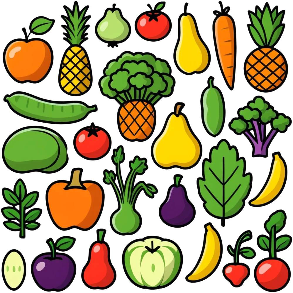 Fruits and vegetables in the body emoji