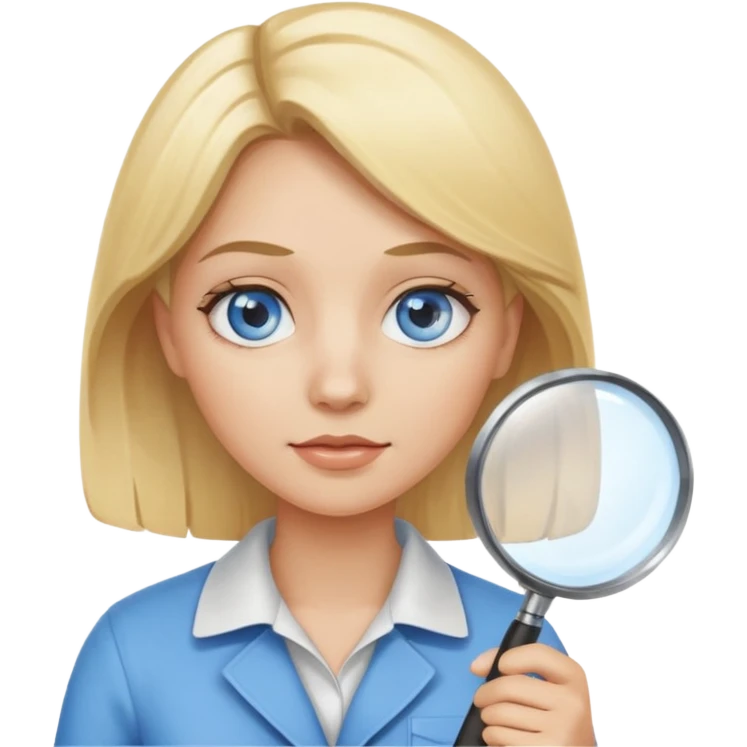 Blonde hair Woman with blue eyes holding a magnifying glass emoji