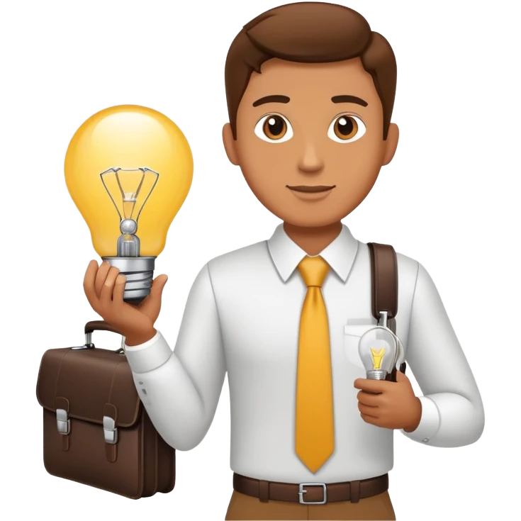 entrepreneur with briefcase and business ideas emoji