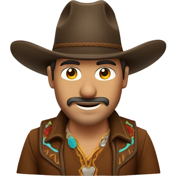 hombre vaquero con sombrero marron y delantal marron emoji
