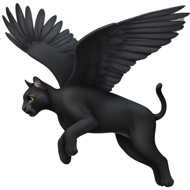 winged black puma flying emoji