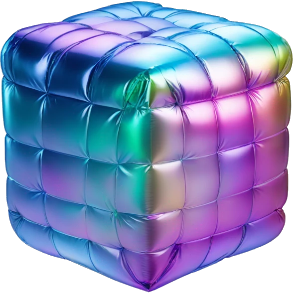 Iridescent foil balloon cube emoji