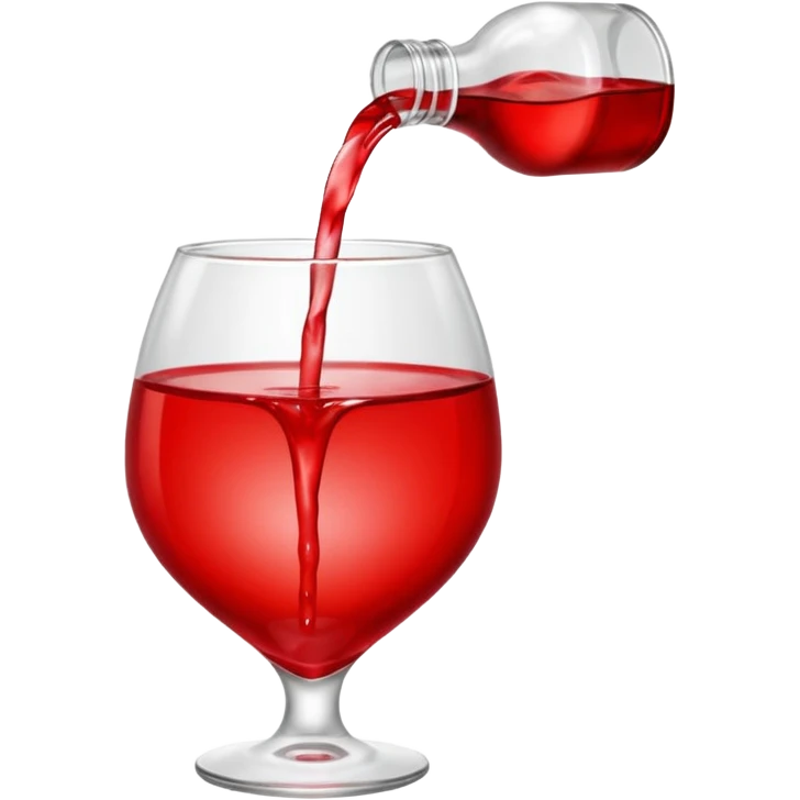 Pouring red colour water in heart shape glass emoji