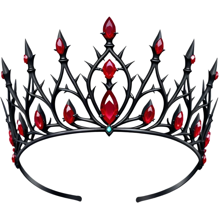 Black Gothic thorn tiara with ruby jewels  emoji