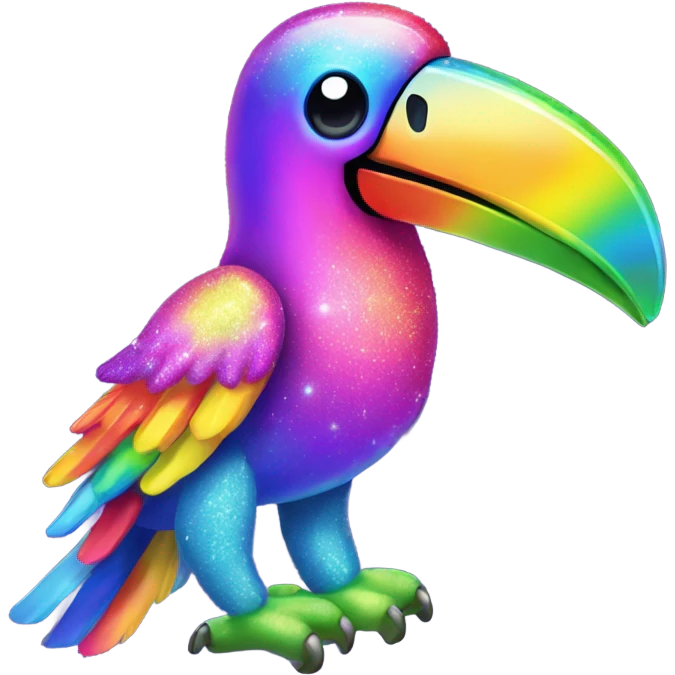 Lisa Frank rainbow sparkly toucan  emoji