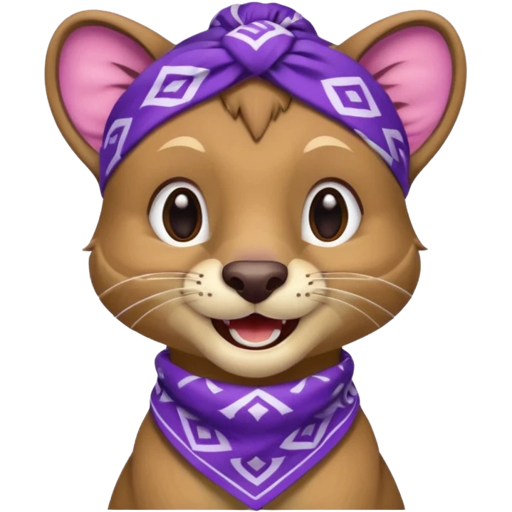 
Fossa animal in purple bandana with white patterns on forehead from league of legends laughing emoticon emoji
