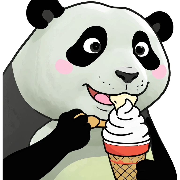 Panda eating ice cream emoji