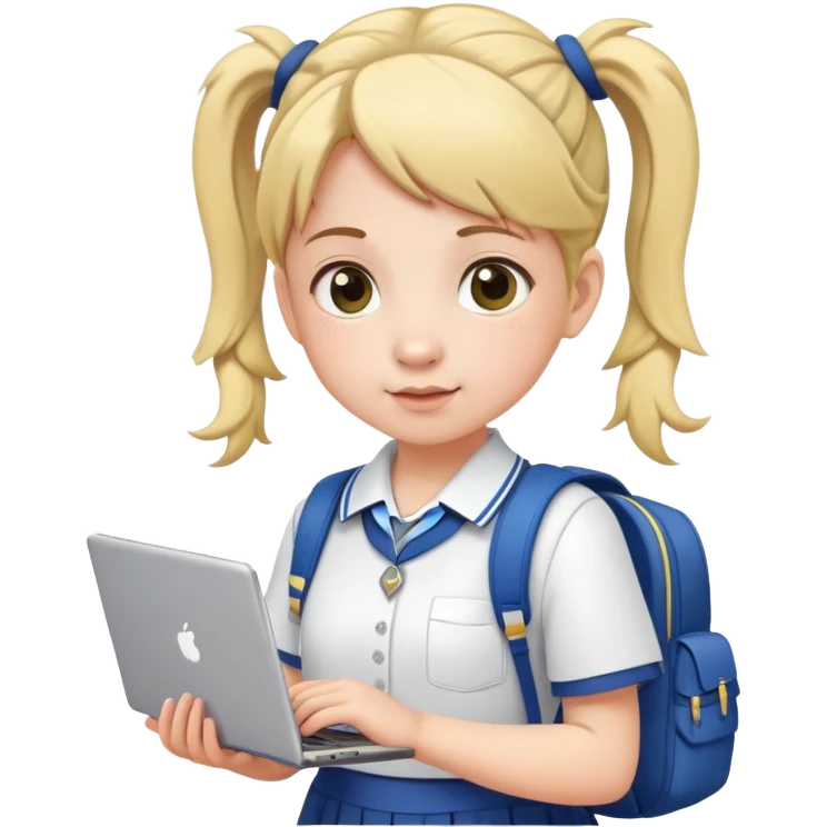 Girl from Online School on Laptop (with tails in school form and with a backpack) emoji