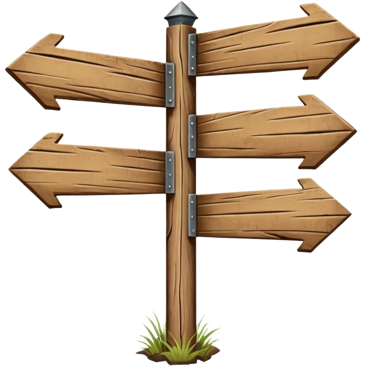 Wooden sign post pointing 2 directions and made of felt texture, scrapbooking style, transparent background emoji