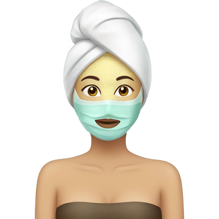 Lady with face mask spa beauty full face relaxing emoji