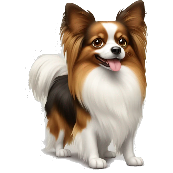 A papillon dog with spitz dog emoji