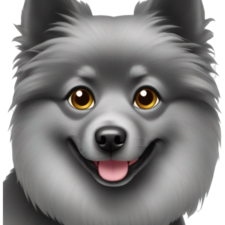 Black colored spitz Dog breed with cute eyes  emoji