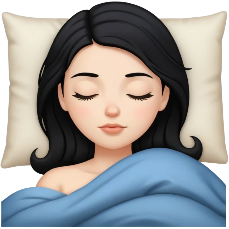 white girl and black hair sleeping emoji