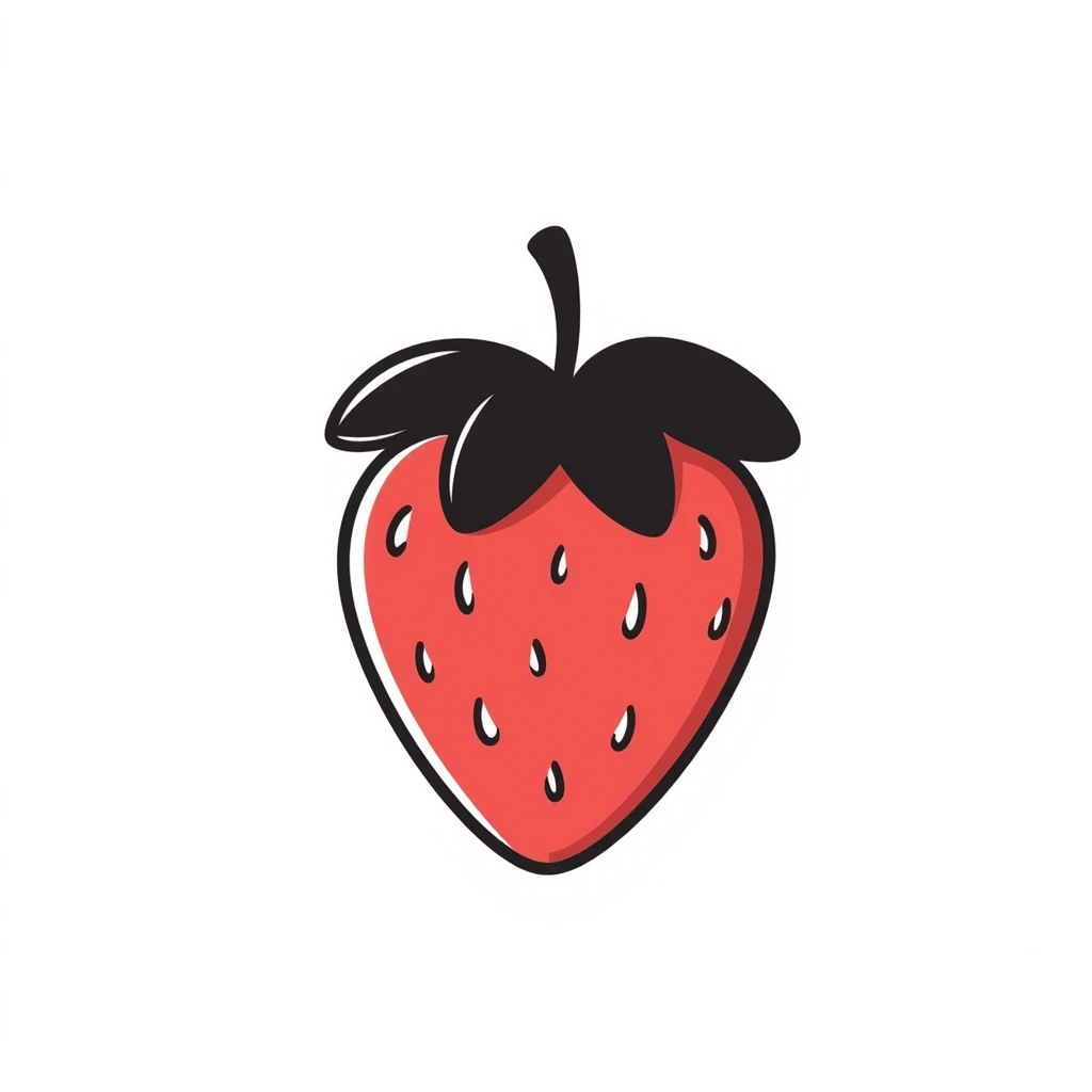 playful hand-drawn strawberry with lines emoji