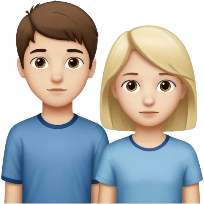 a boy and a girl, both teenagers, standing together, showing early puberty features, no text emoji