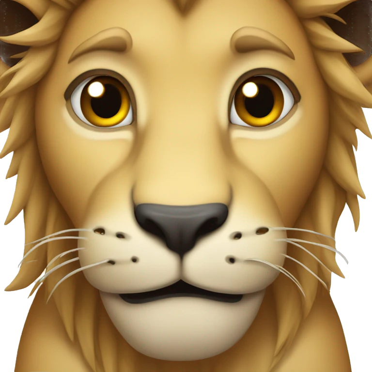 Cute young male lion holding back tears 🥹 showing hole body emoji