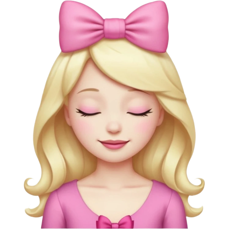 emoji coquette with a pink bow, closed eyes, confident smile, soft aesthetic



 emoji