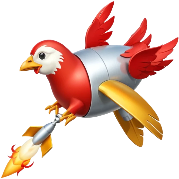 flying chicken on rocket emoji
