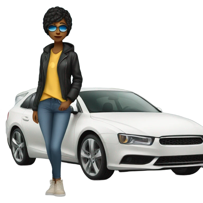 stylish girl by the car emoji