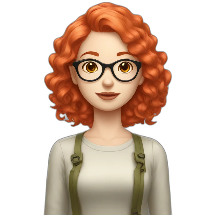 girl white short wavy hair redhead salmon glasses emoji