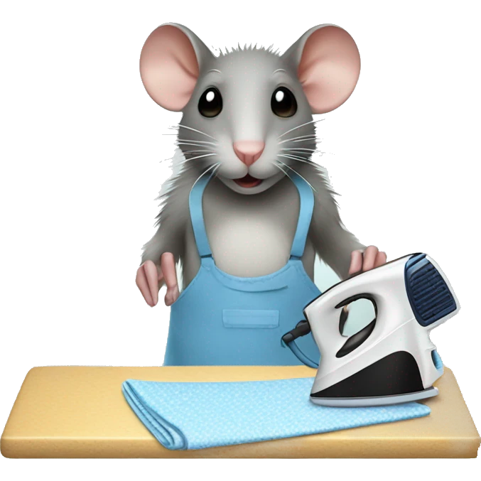 rat doing the ironing using an ironing board and clothes iron emoji