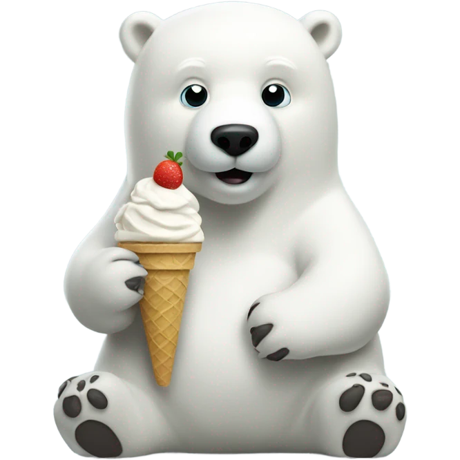 A polar bear eating ice cream emoji
