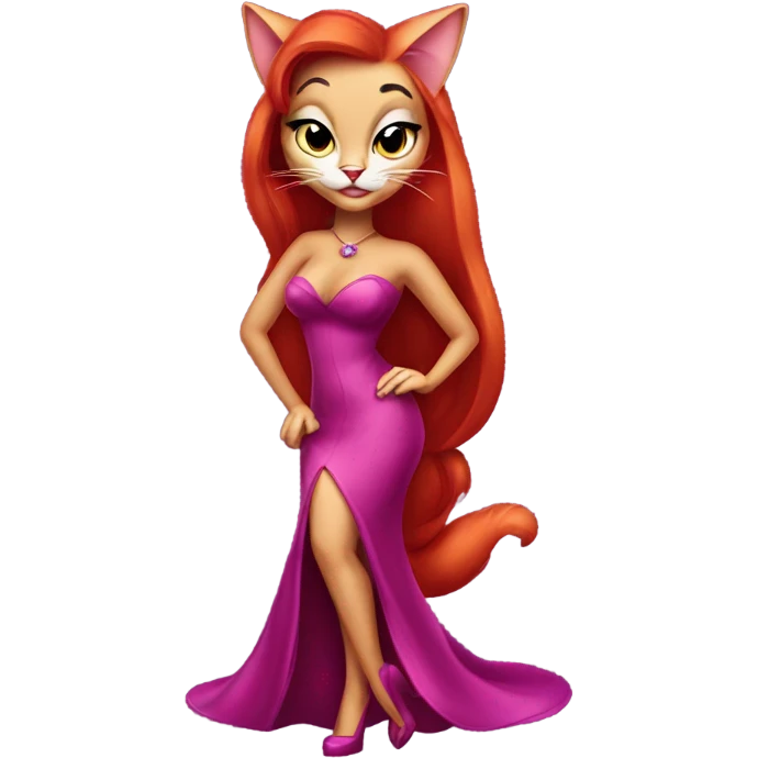 cat dressed as jessica rabbit emoji