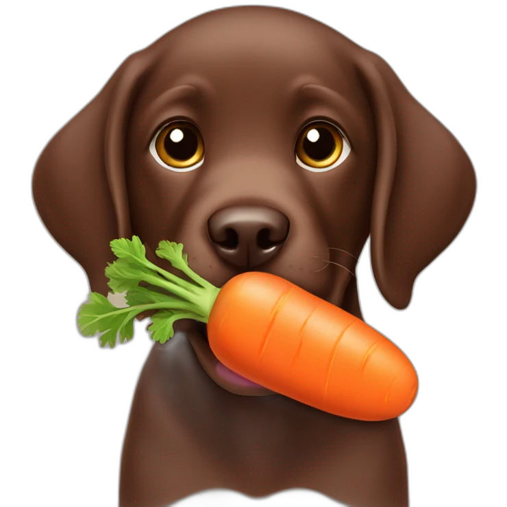 Chocolate labrador puppie eating carrot emoji