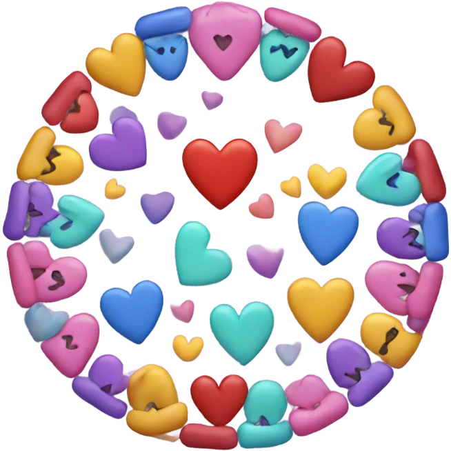 Love hearts in a circle like a halo emoji