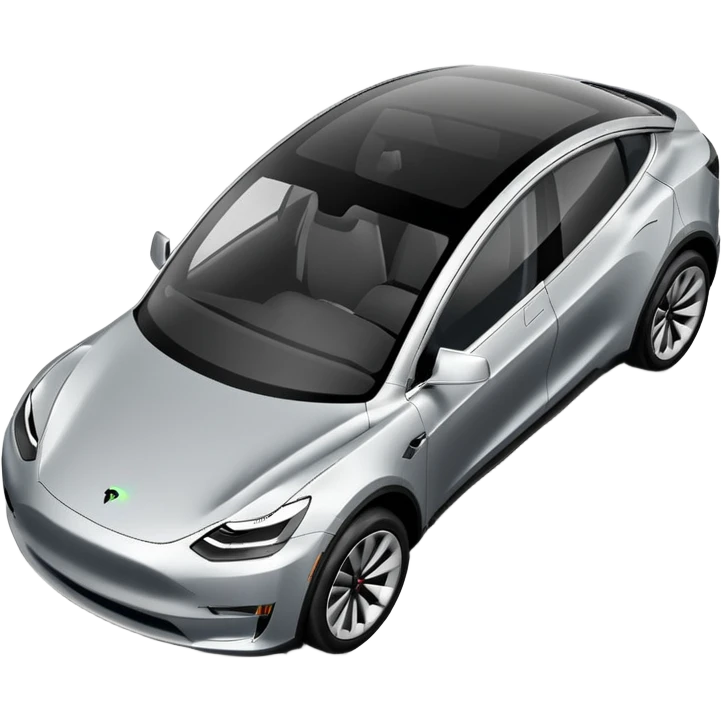 A Tesla Model Y parallel parking at a curb, from above emoji