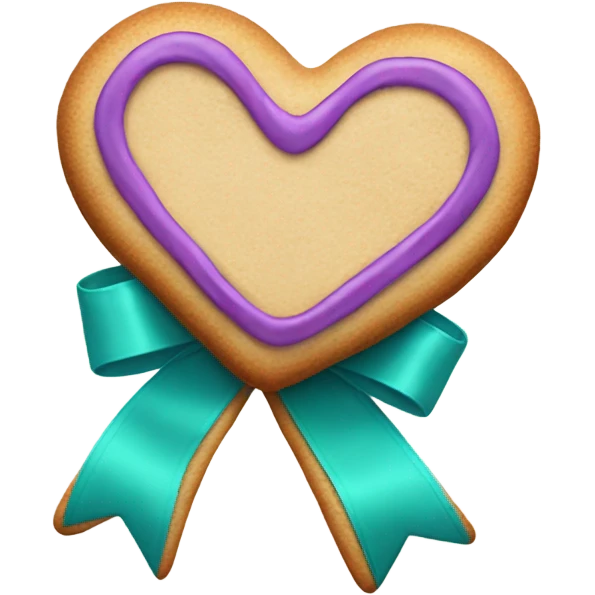Cookie heart with teal purple support ribbon loop emoji