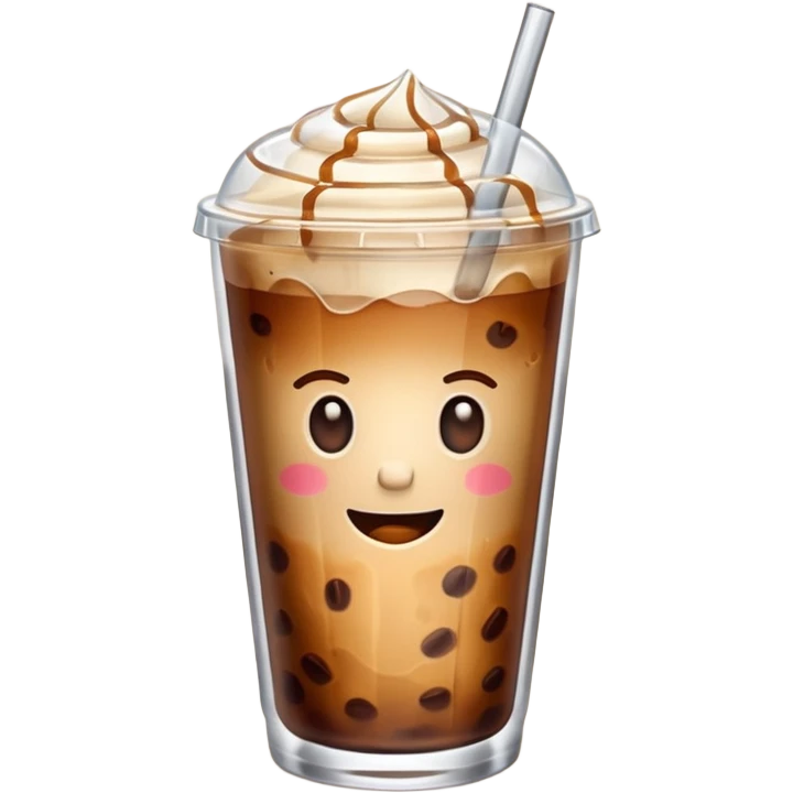 Un café con hielo en un vaso transparente  emoji