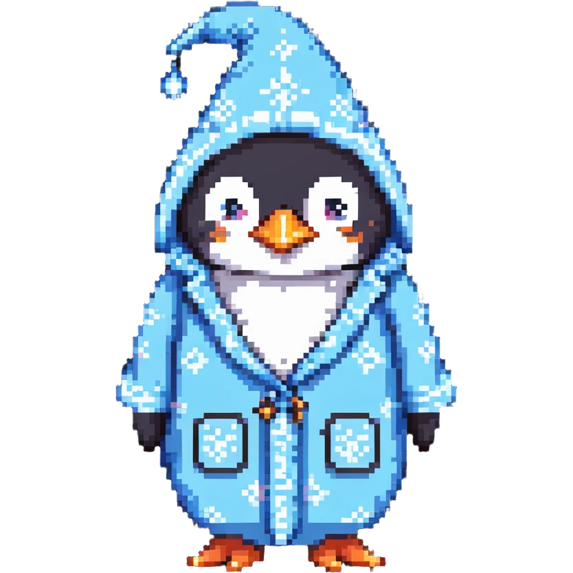 wizard penguin wearing pajamas emoji