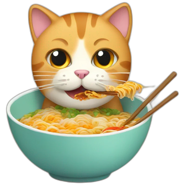 Cat eating ramen emoji