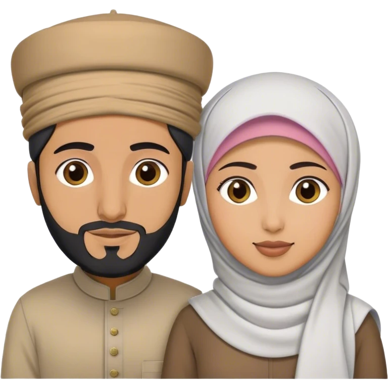 a muslim couple (hijabi and muslim man with topi) emoji