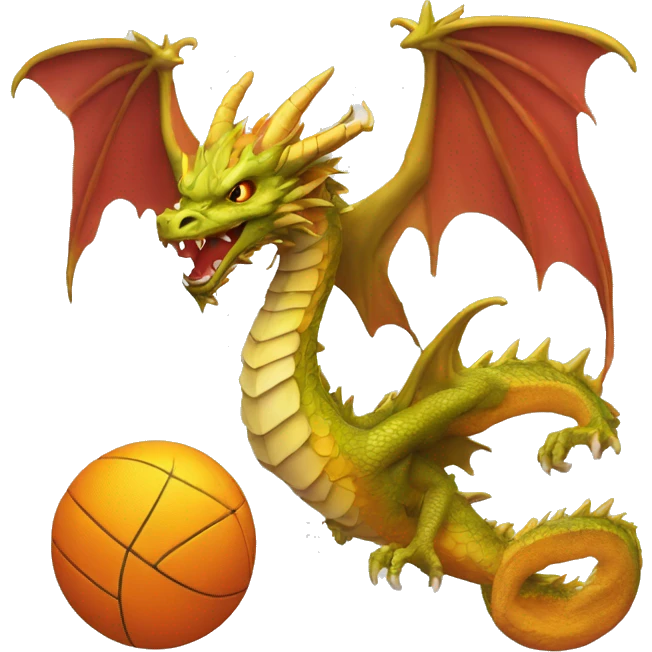 Dragon head, wings, and tail on a soccar ball emoji