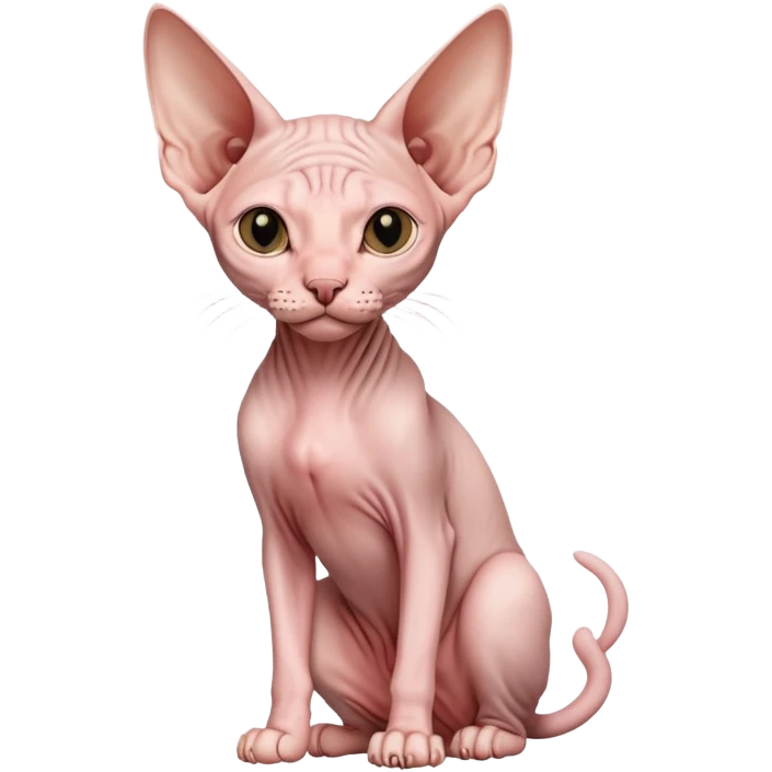 pink sphynx hairless cat full body sitting emoji