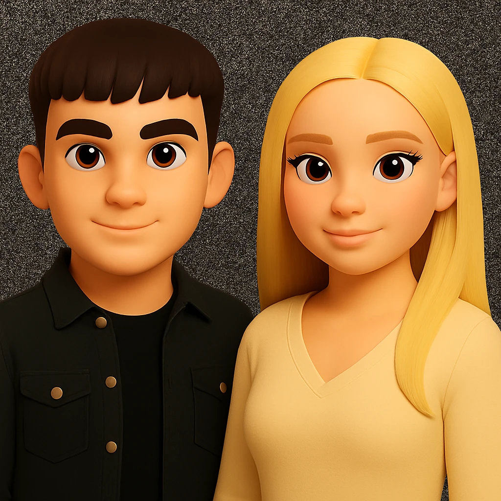 Keep the image unchanged except slightly spread the people apart from each other. Preserve the original style and background as is. emoji