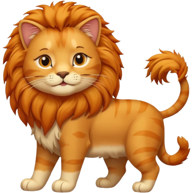 Gata masajeando el pelo de un león emoji